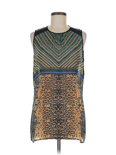 Pre-owned Cabi Sleeveless Top Teal Crew Neck Tops In Blue