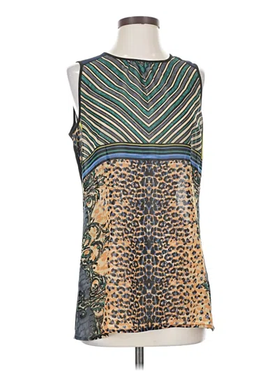 Pre-owned Cabi Sleeveless Top Teal Halter Neckline Tops In Blue