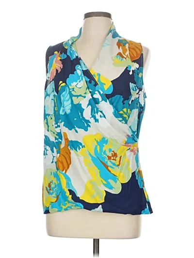 Pre-owned Cabi Tank Top Blue Plunge Neckline Tops