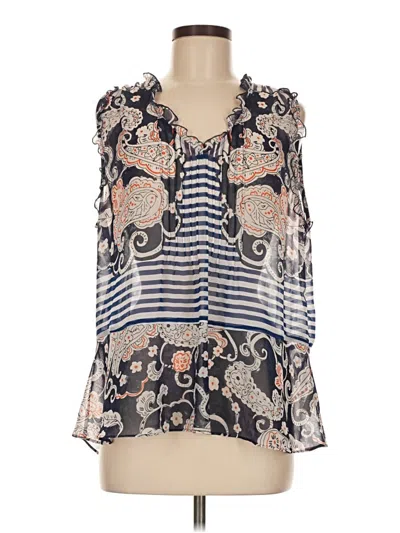 Pre-owned Cabi Tank Top Blue Plunge Neckline Tops