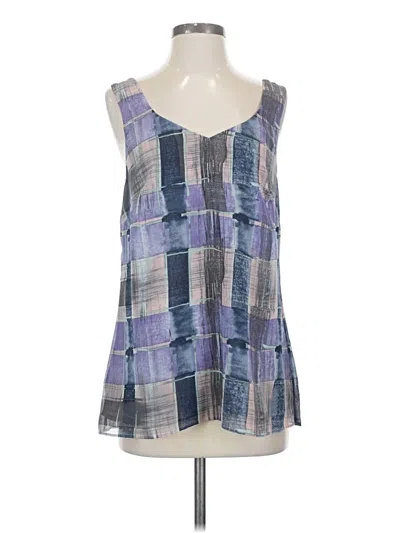 Pre-owned Cabi Tank Top Blue Plunge Neckline Tops