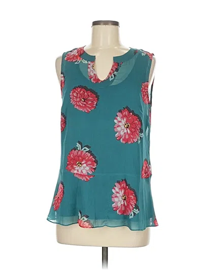 Pre-owned Cabi Tank Top Teal Halter Neckline Tops In Blue