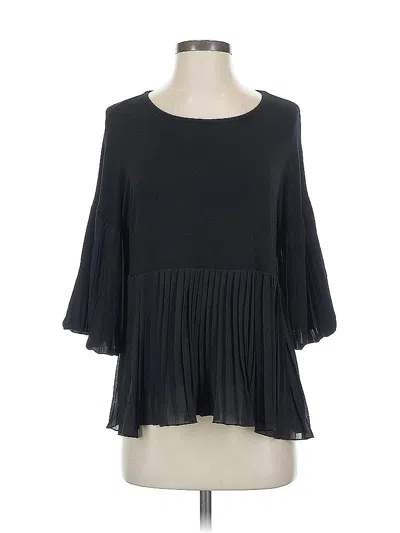 Pre-owned Cable & Gauge 3/4 Sleeve Blouse In Black