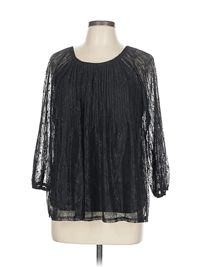 Pre-owned Cable & Gauge 3/4 Sleeve Blouse In Black