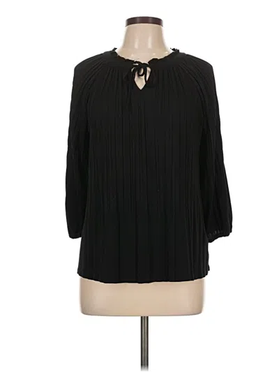 Pre-owned Cable & Gauge 3/4 Sleeve Blouse In Black