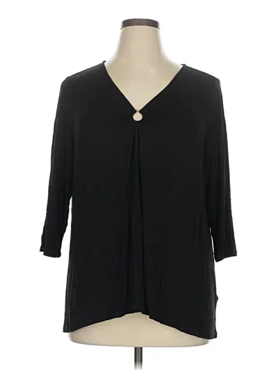 Pre-owned Cable & Gauge 3/4 Sleeve Blouse In Black
