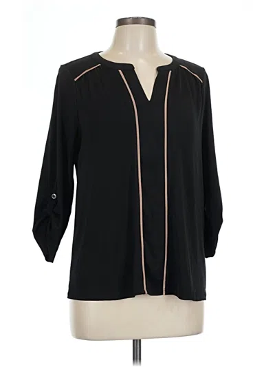 Pre-owned Cable & Gauge 3/4 Sleeve Blouse In Black