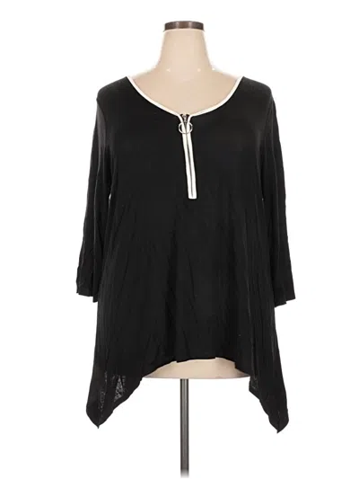 Pre-owned Cable & Gauge 3/4 Sleeve Blouse In Black