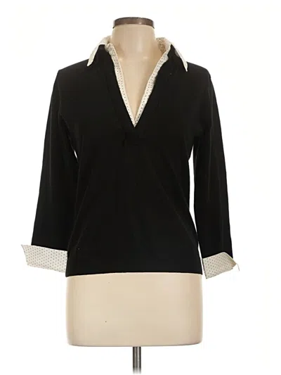 Pre-owned Cable & Gauge 3/4 Sleeve Blouse In Black