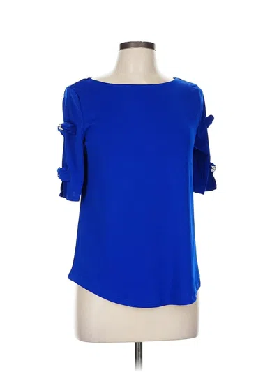 Pre-owned Cable & Gauge 3/4 Sleeve Blouse In Blue