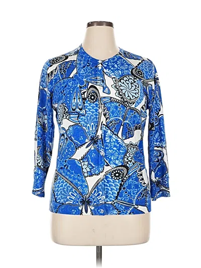 Pre-owned Cable & Gauge 3/4 Sleeve Blouse In Blue