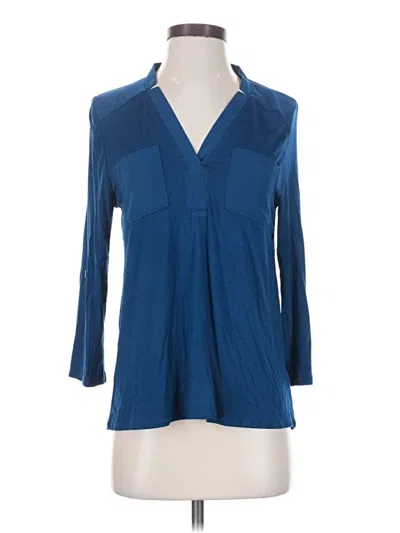 Pre-owned Cable & Gauge 3/4 Sleeve Blouse In Blue