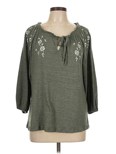 Pre-owned Cable & Gauge 3/4 Sleeve Blouse In Green