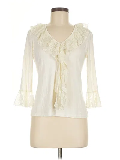 Pre-owned Cable & Gauge 3/4 Sleeve Blouse In Ivory