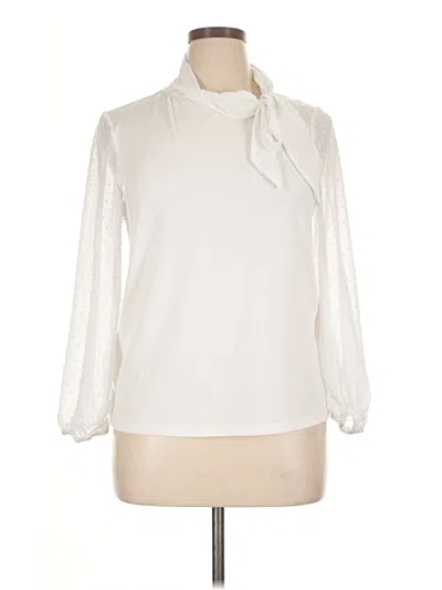 Pre-owned Cable & Gauge 3/4 Sleeve Blouse In Ivory