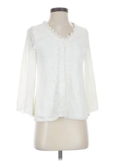 Pre-owned Cable & Gauge 3/4 Sleeve Blouse In Ivory