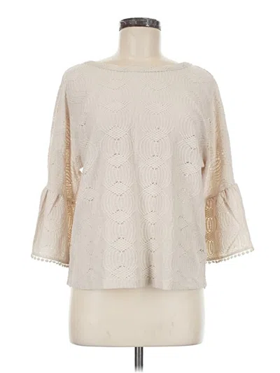 Cable & Gauge 3/4 Sleeve Blouse In Neutral