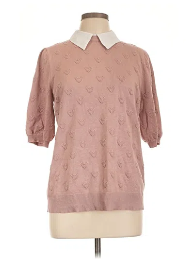 Pre-owned Cable & Gauge 3/4 Sleeve Blouse In Pink