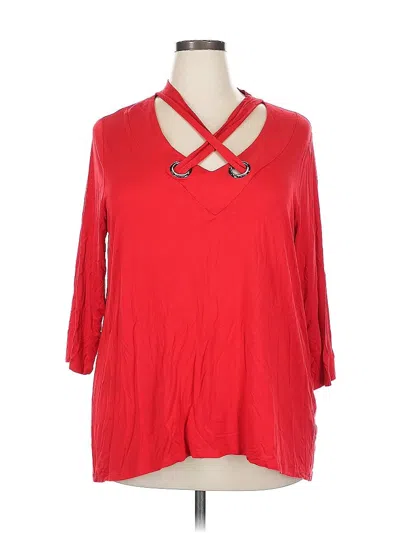 Pre-owned Cable & Gauge 3/4 Sleeve Blouse In Red