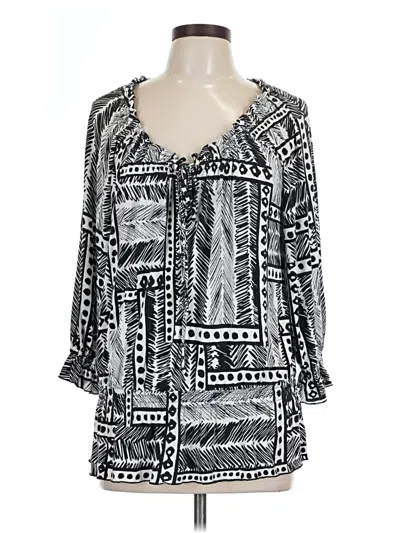 Pre-owned Cable & Gauge 3/4 Sleeve Blouse In Silver