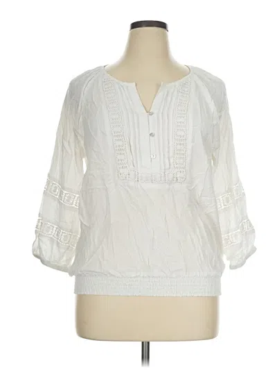 Cable & Gauge 3/4 Sleeve Blouse In White
