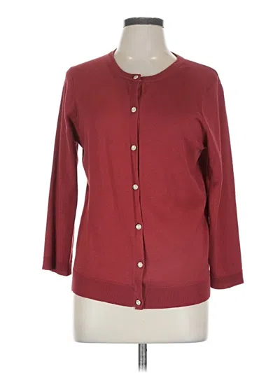 Pre-owned Cable & Gauge 3/4 Sleeve Button Down Shirt In Burgundy