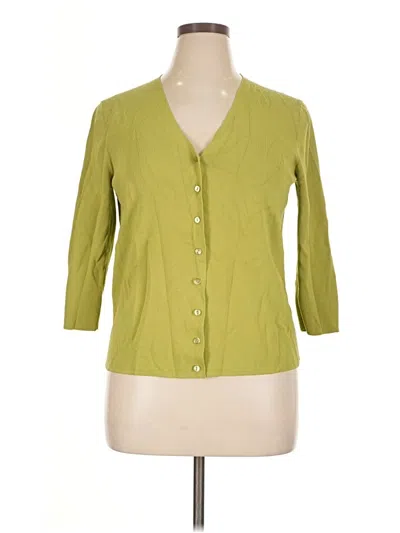Pre-owned Cable & Gauge 3/4 Sleeve Button Down Shirt In Green