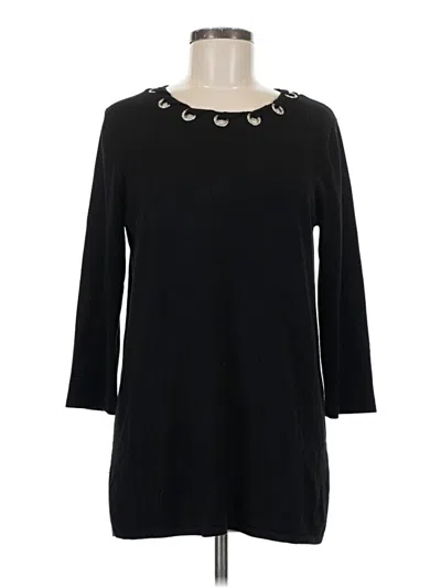 Pre-owned Cable & Gauge 3/4 Sleeve Top Black Boatneck Tops