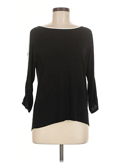 Pre-owned Cable & Gauge 3/4 Sleeve Top Black Boatneck Tops