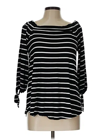 Pre-owned Cable & Gauge 3/4 Sleeve Top Black Boatneck Tops