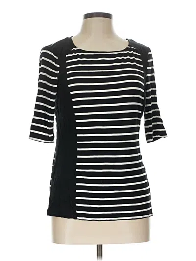 Pre-owned Cable & Gauge 3/4 Sleeve Top Black Boatneck Tops