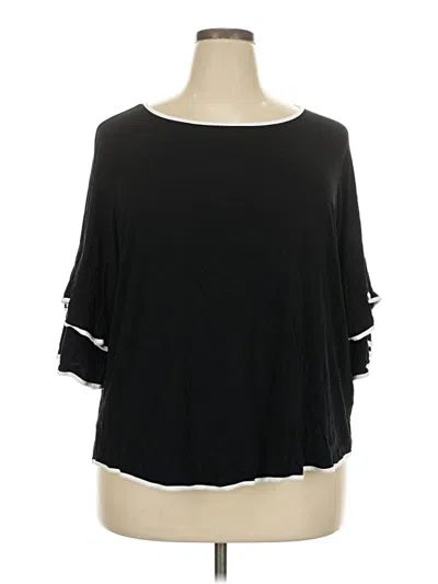 Pre-owned Cable & Gauge 3/4 Sleeve Top Black Boatneck Tops