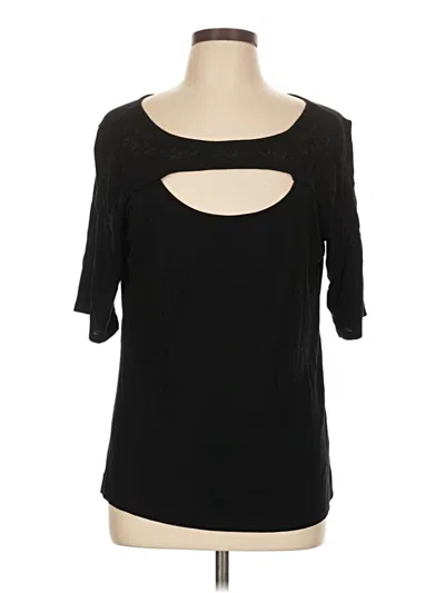 Pre-owned Cable & Gauge 3/4 Sleeve Top Black Keyhole Neckline Tops