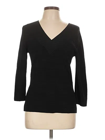 Pre-owned Cable & Gauge 3/4 Sleeve Top Black V-neck Tops