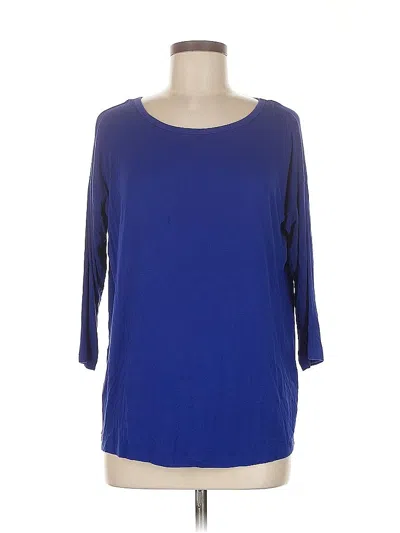 Pre-owned Cable & Gauge 3/4 Sleeve Top Blue Boatneck Tops