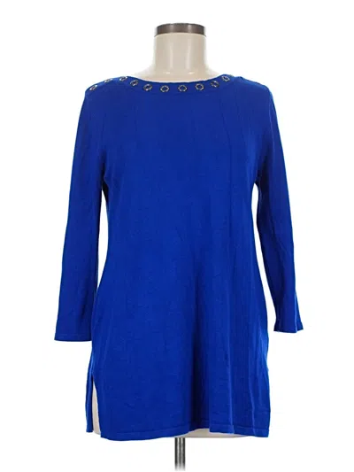 Pre-owned Cable & Gauge 3/4 Sleeve Top Blue Boatneck Tops