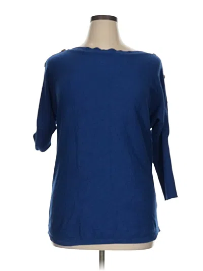 Pre-owned Cable & Gauge 3/4 Sleeve Top Blue Boatneck Tops