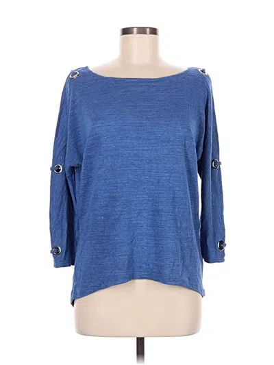 Pre-owned Cable & Gauge 3/4 Sleeve Top Blue Boatneck Tops