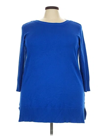 Pre-owned Cable & Gauge 3/4 Sleeve Top Blue Boatneck Tops