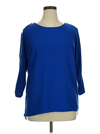Pre-owned Cable & Gauge 3/4 Sleeve Top Blue Boatneck Tops
