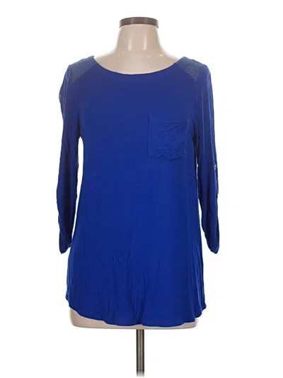 Pre-owned Cable & Gauge 3/4 Sleeve Top Blue Scoop Neck Tops