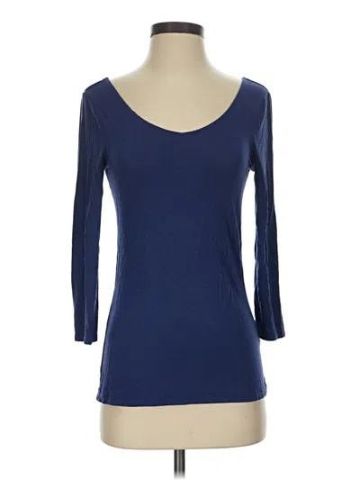Pre-owned Cable & Gauge 3/4 Sleeve Top Blue Scoop Neck Tops