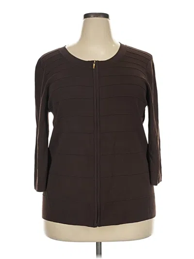 Pre-owned Cable & Gauge 3/4 Sleeve Top Brown Square Neckline Tops