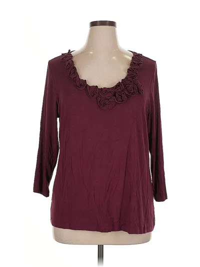 Pre-owned Cable & Gauge 3/4 Sleeve Top Burgundy Scoop Neck Tops