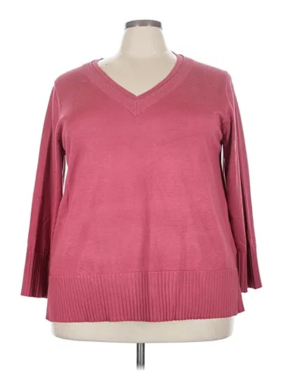 Pre-owned Cable & Gauge 3/4 Sleeve Top Burgundy V-neck Tops