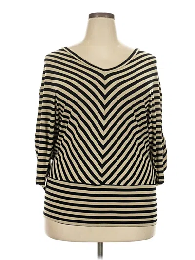 Pre-owned Cable & Gauge 3/4 Sleeve Top Gold Boatneck Tops