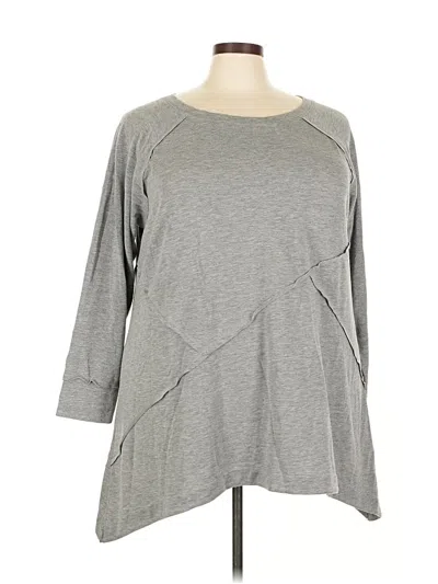 Pre-owned Cable & Gauge 3/4 Sleeve Top Gray Boatneck Tops