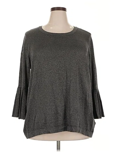 Pre-owned Cable & Gauge 3/4 Sleeve Top Gray Boatneck Tops