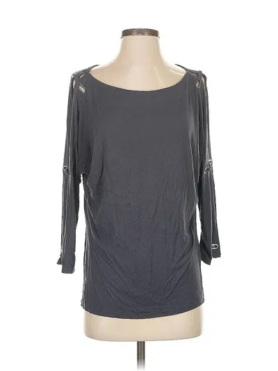 Pre-owned Cable & Gauge 3/4 Sleeve Top Gray Cold Shoulder Neckline Tops