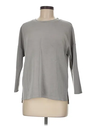 Pre-owned Cable & Gauge 3/4 Sleeve Top Gray Crew Neck Tops